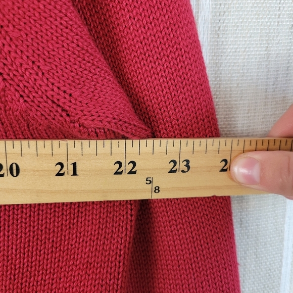 Vintage L.L.‎ Bean 100% Cotton Full Zip Knitted Sweater Red Size Large - Picture 7 of 9
